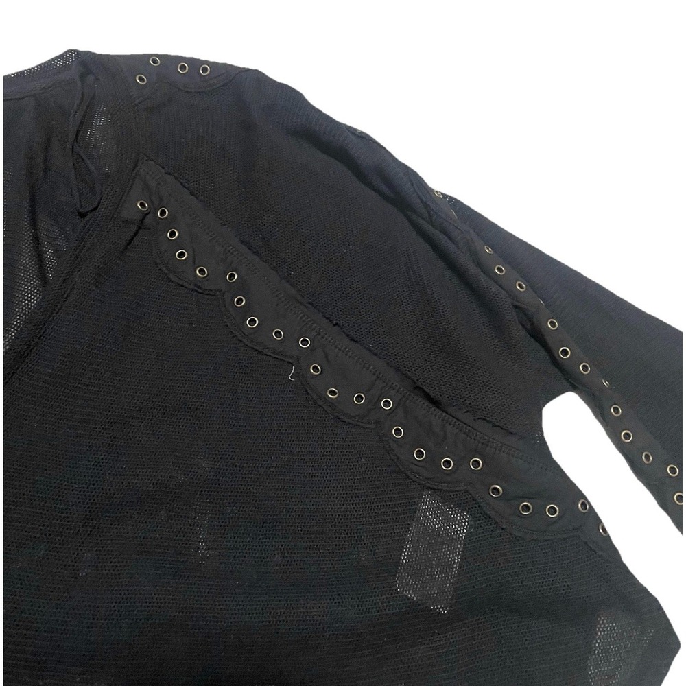 Free People Hey Stud Long Sleeve Lightweight Oversized Cotton Top Size M Goth - Picture 5 of 14